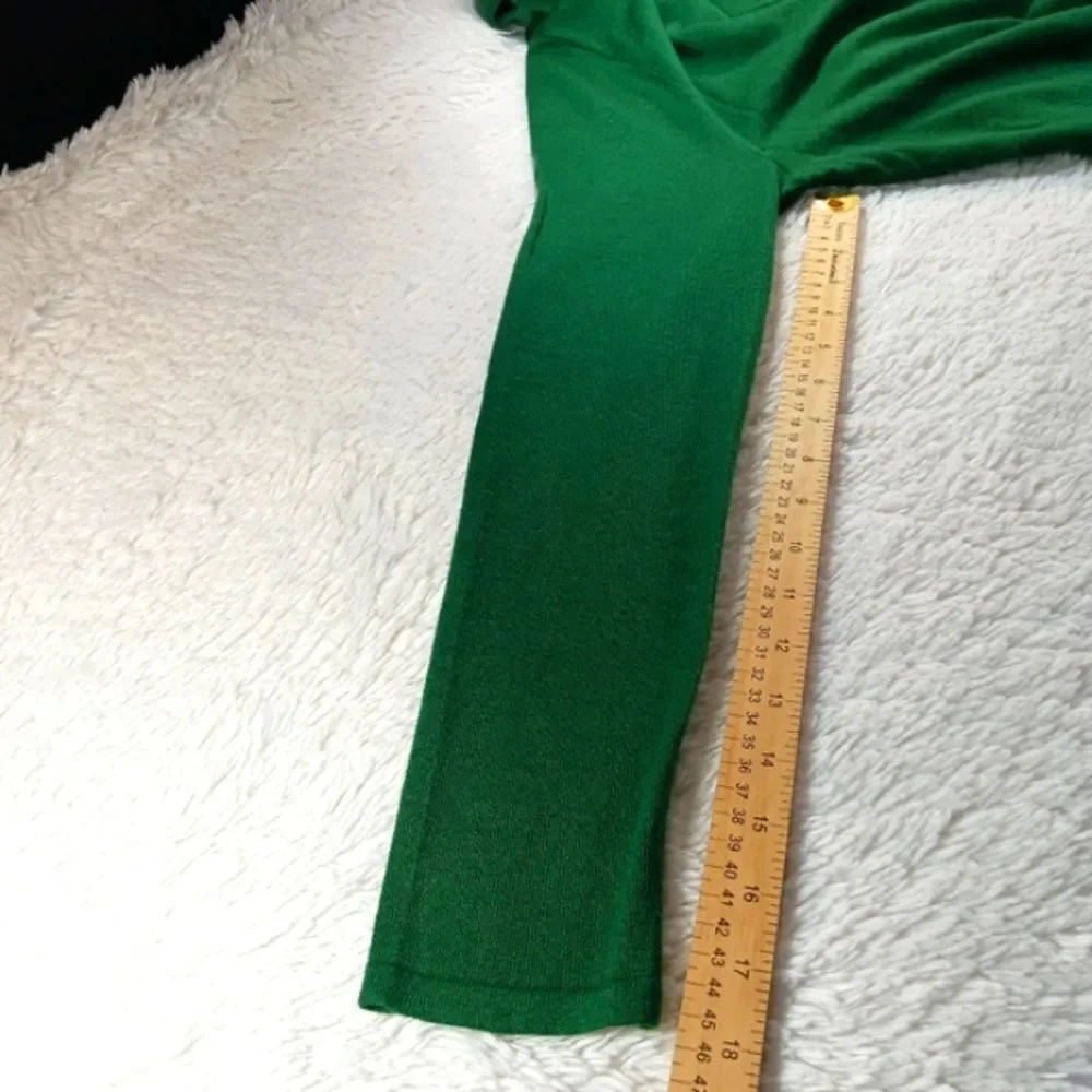 J. Jill Merino Wool Washable Tunic Sweater Green Side Slits Scoop Neck XS Womans - Picture 10 of 10